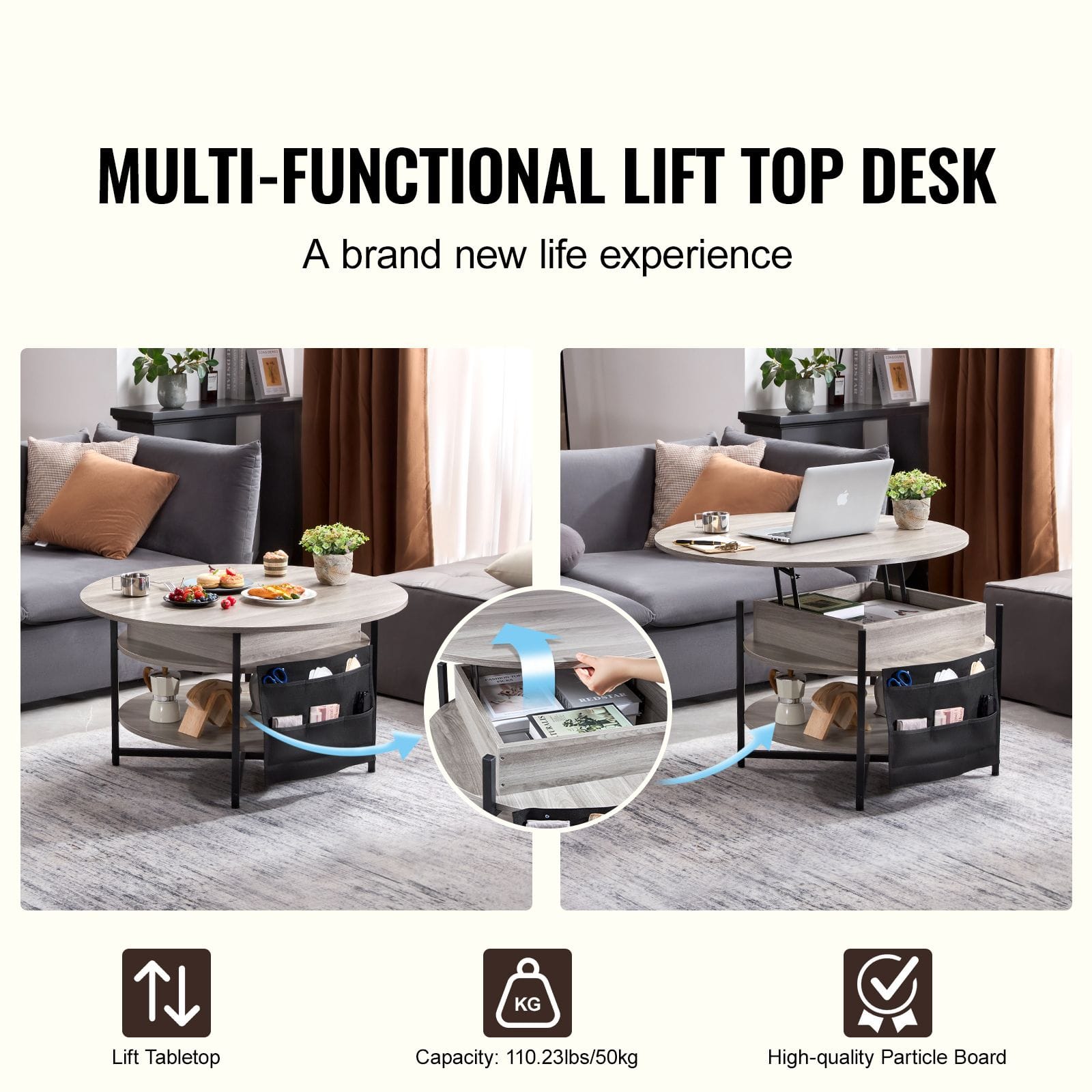 Round Coffee Table Adjustable
