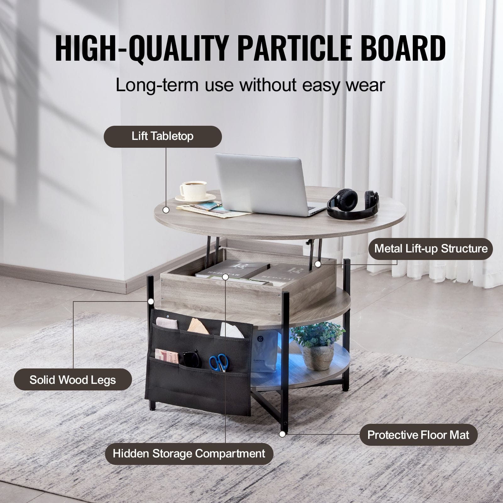 Round Coffee Table Adjustable