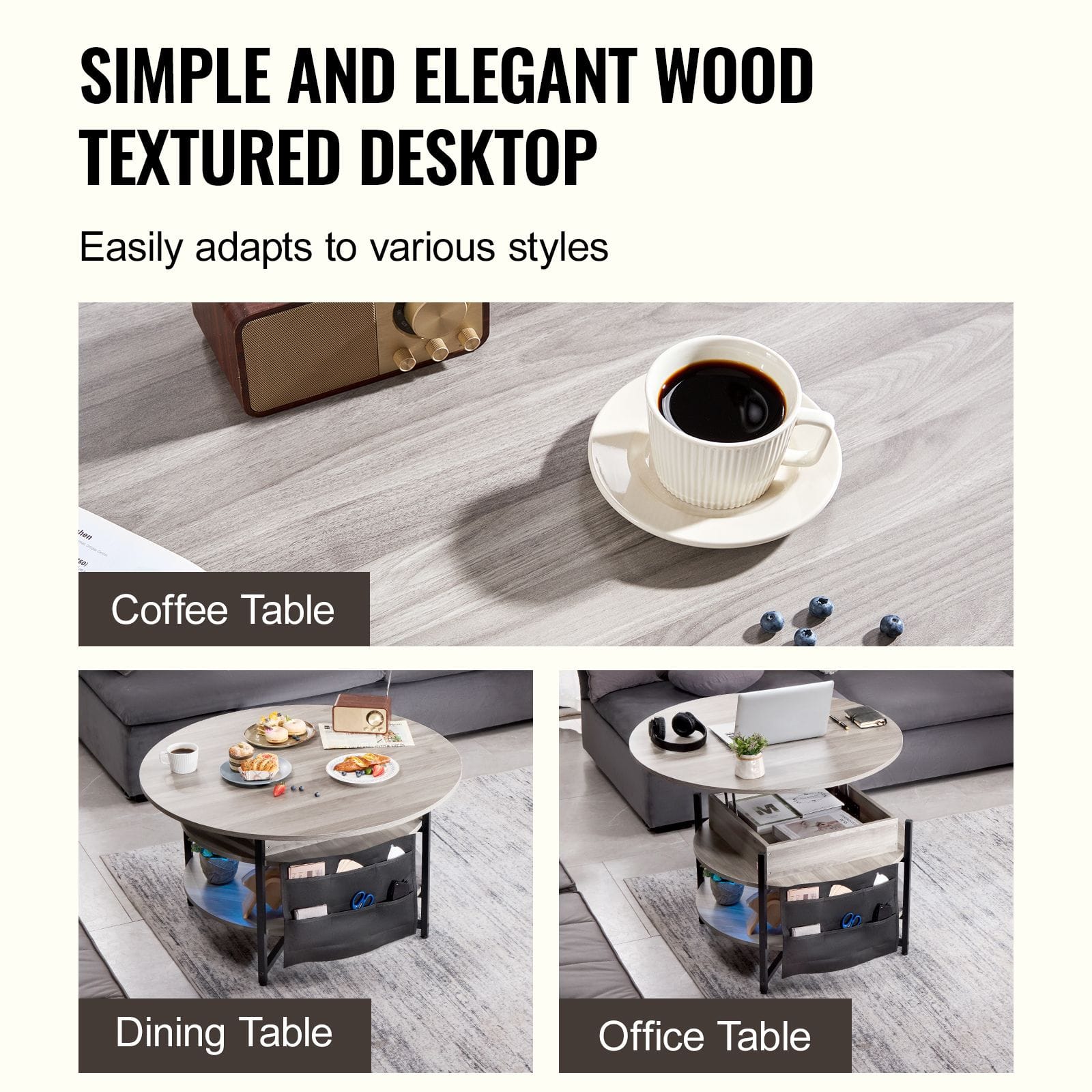 Round Coffee Table Adjustable
