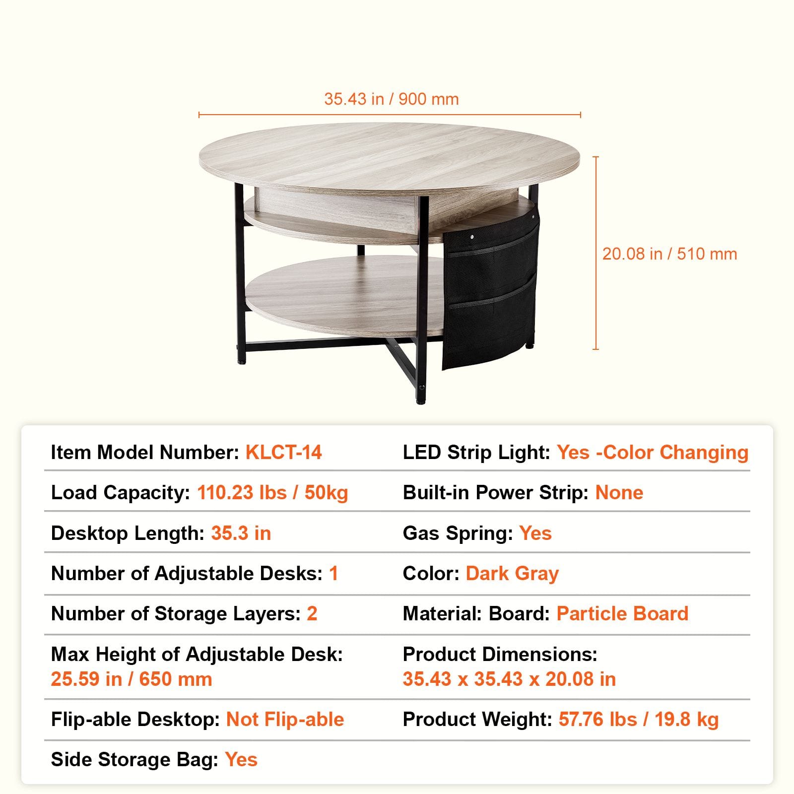 Round Coffee Table Adjustable