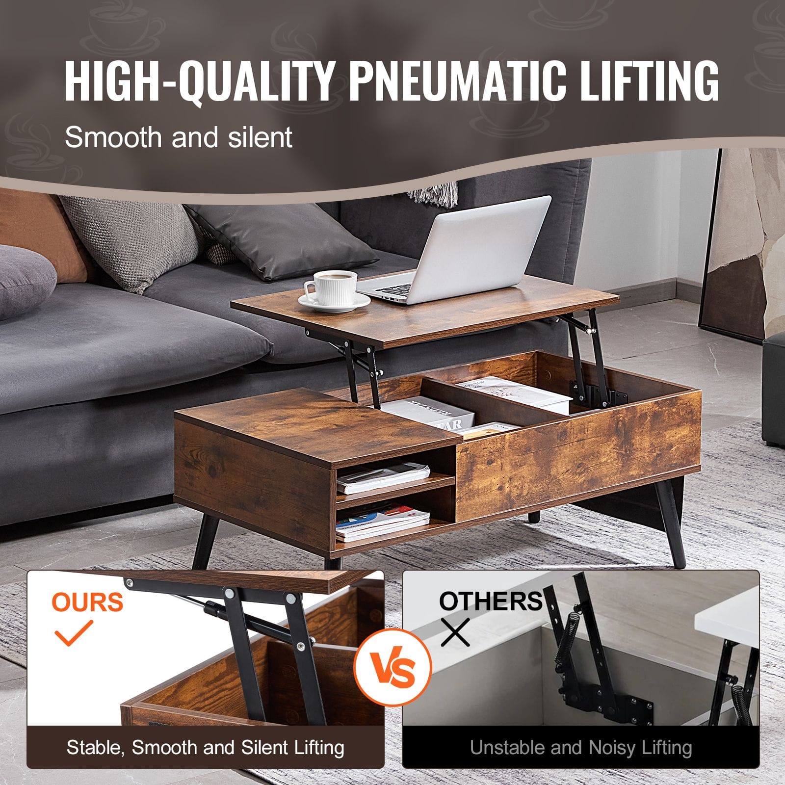 Rectangle Coffee Table Adjustable Height