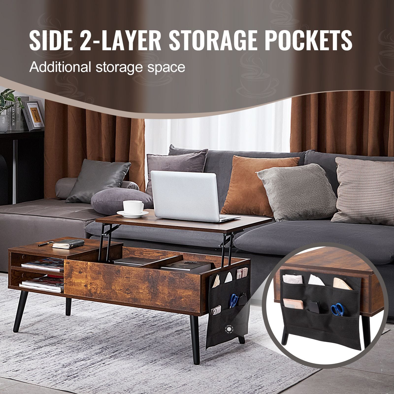 Rectangle Coffee Table Adjustable Height