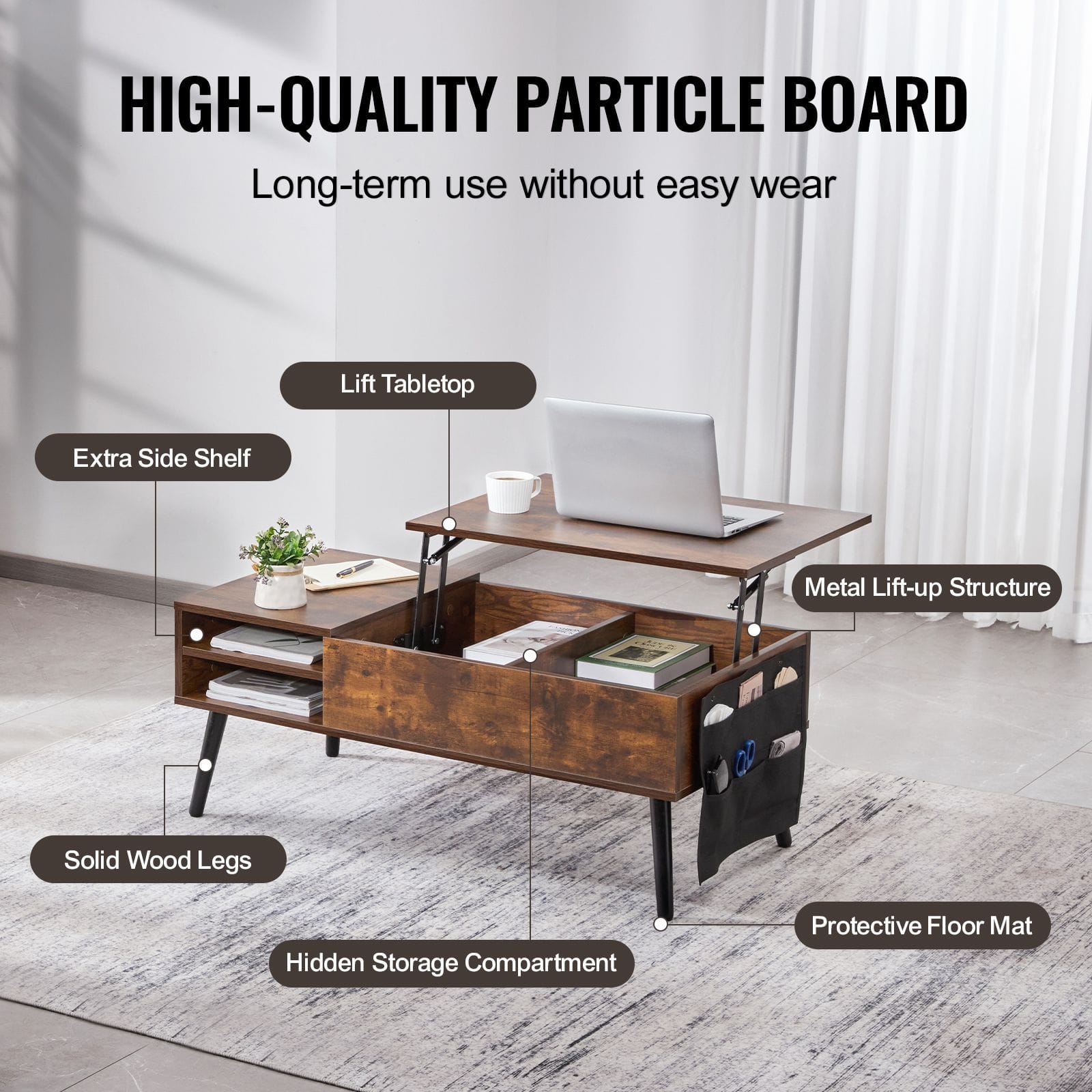 Rectangle Coffee Table Adjustable Height