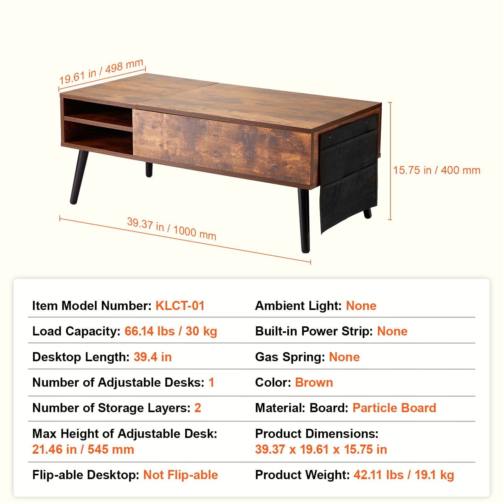 Rectangle Coffee Table Adjustable Height