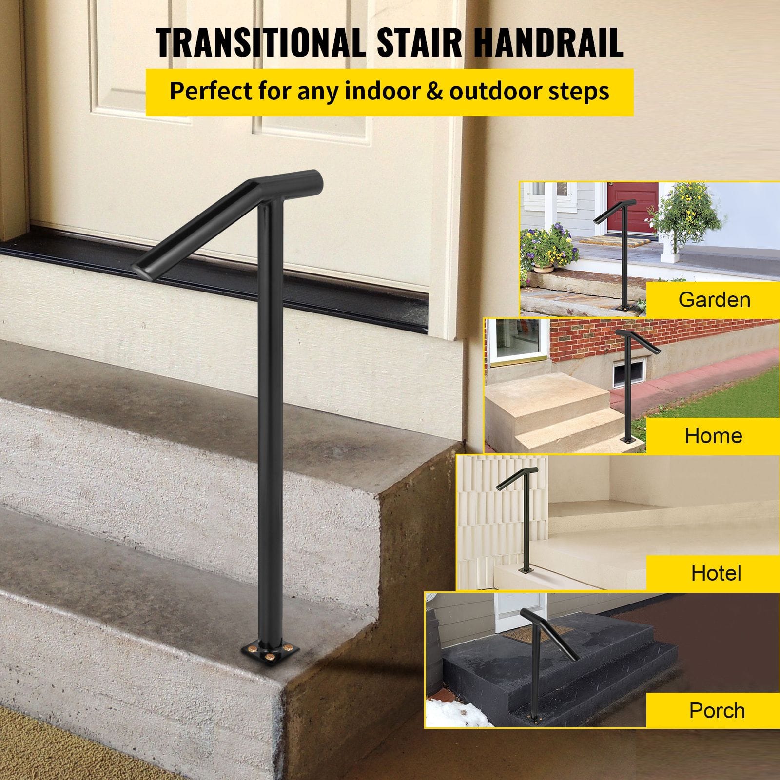 Stair Railing Black Steel single