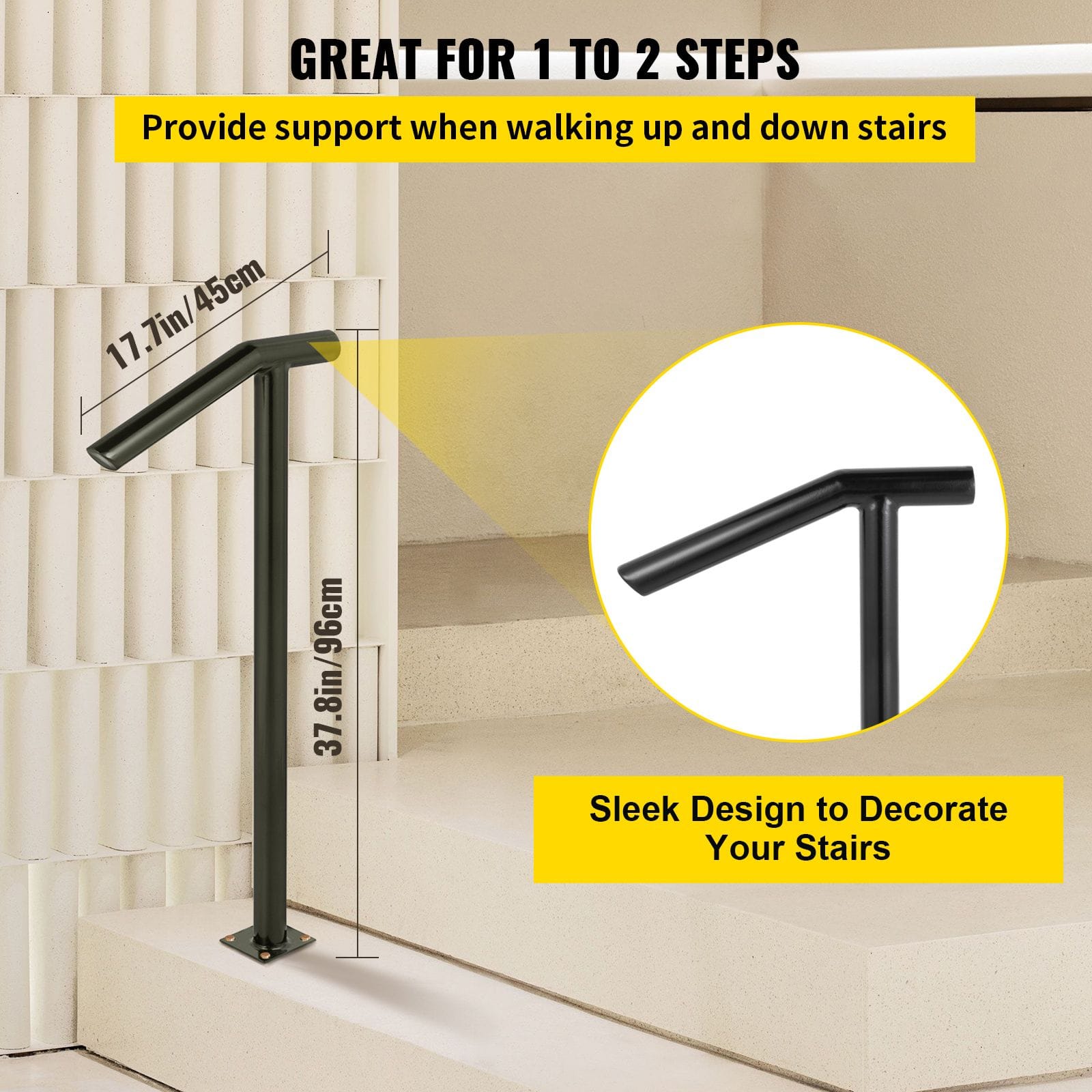Stair Railing Black Steel single