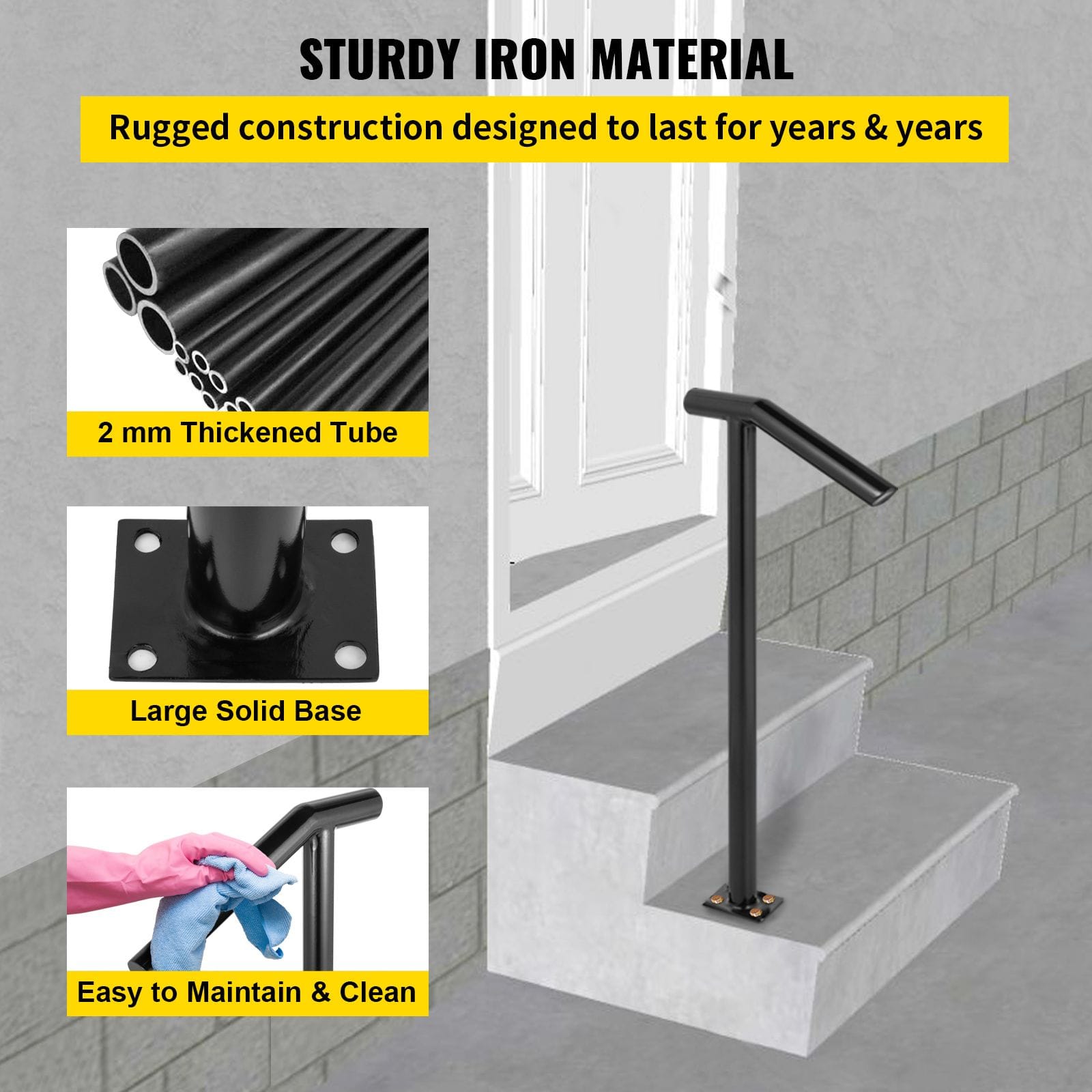 Stair Railing Black Steel single