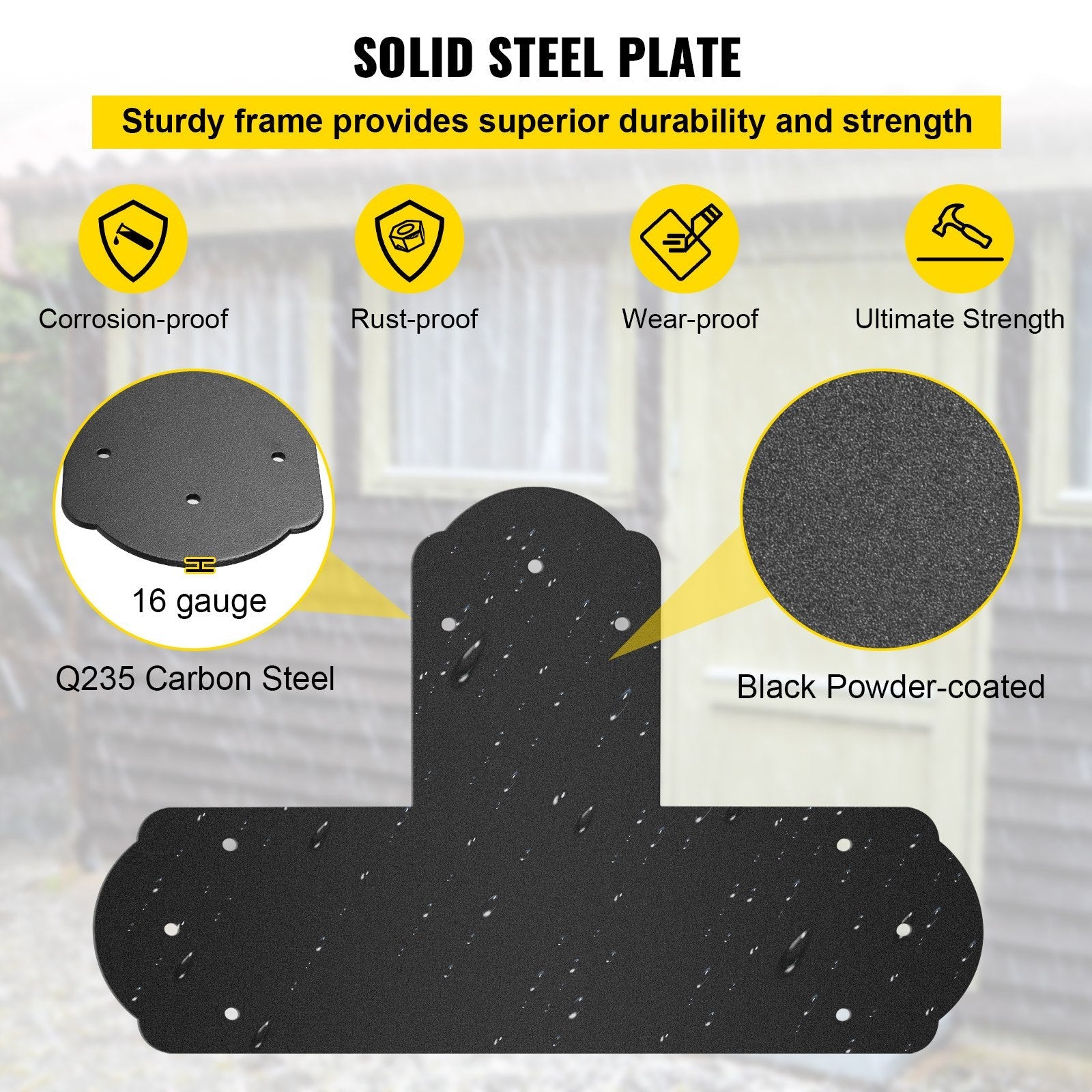 Black T Mending Plate T-Shape 8 Pcs 6 Flat Connector Post To Beam with Beds & Bed Frames