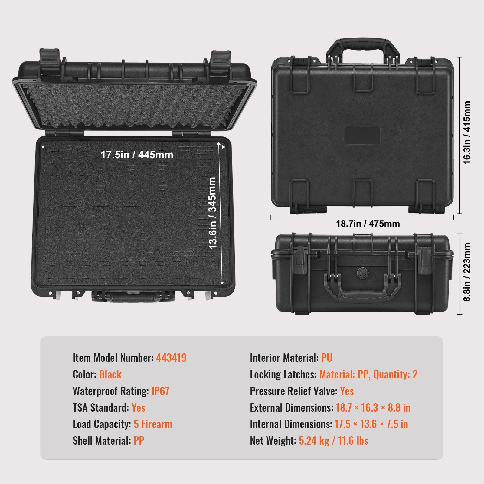 Pistol Case Waterproof Lockable