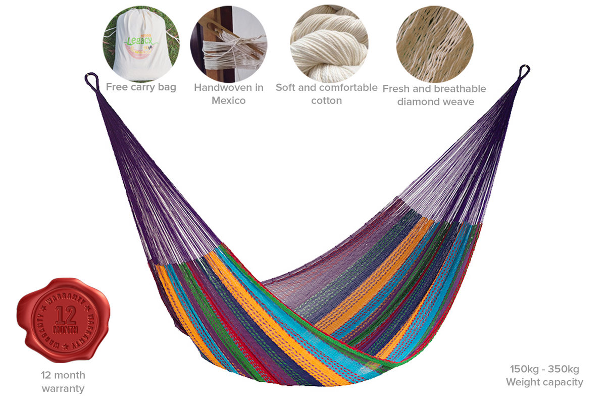 Queen Size Cotton Mexican Hammock in Coloring Color | Home & Garden