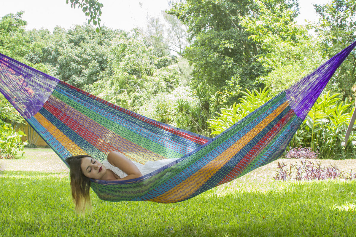 Queen Size Cotton Mexican Hammock in Coloring Color | Queen