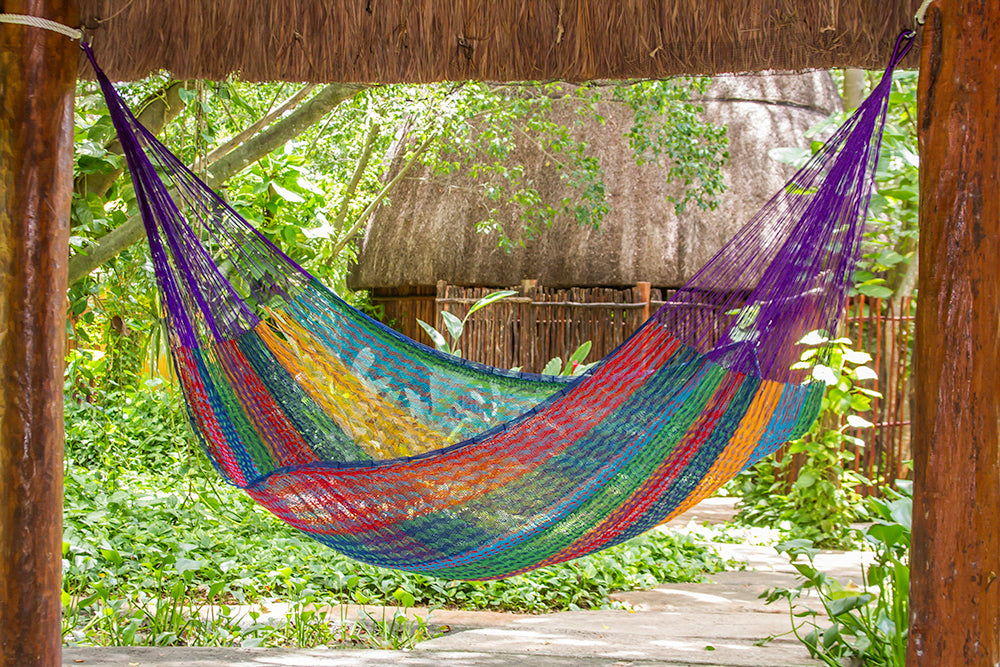 Queen Size Cotton Mexican Hammock in Coloring Color, Home & Garden