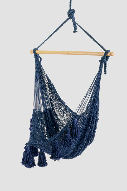 Deluxe Extra Large Mexican Hammock Chair In Outdoor Cotton Colour Blue