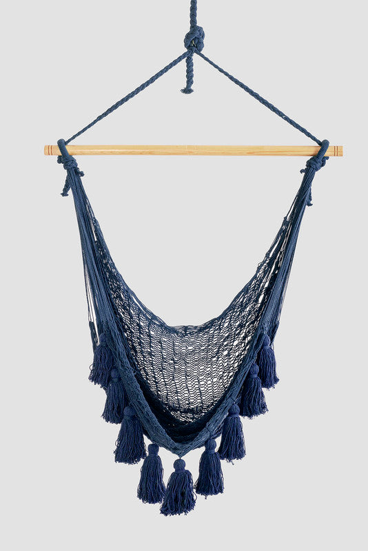 Deluxe Extra Large Mexican Hammock Chair In Outdoor Cotton Colour Blue