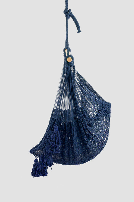 Deluxe Extra Large Mexican Hammock Chair In Outdoor Cotton Colour Blue