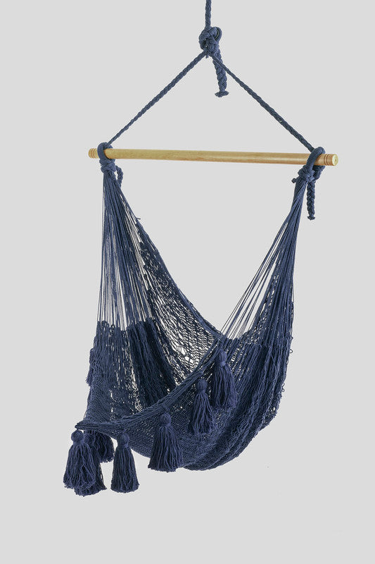 Deluxe Extra Large Mexican Hammock Chair In Outdoor Cotton Colour Blue