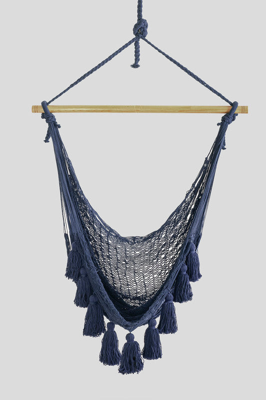 Deluxe Extra Large Mexican Hammock Chair In Outdoor Cotton Colour Blue