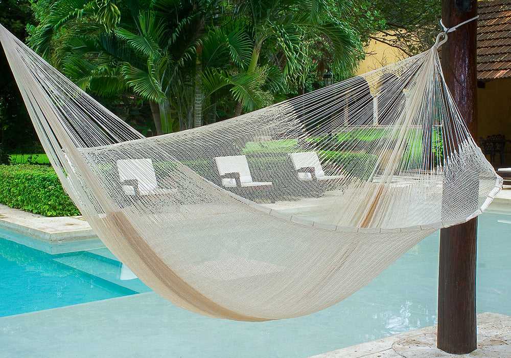 Queen Size Super Nylon Mexican Hammock In Cream Colour