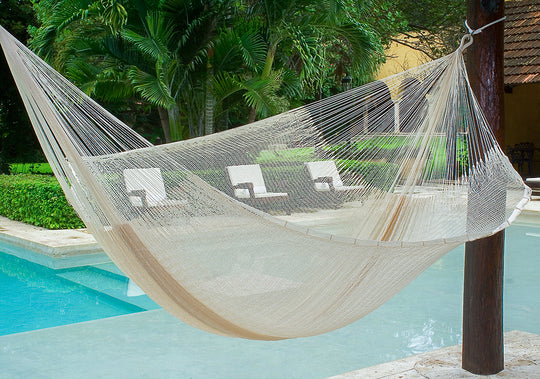 Queen Size Super Nylon Mexican Hammock In Cream Colour - Hammocks & Accessories