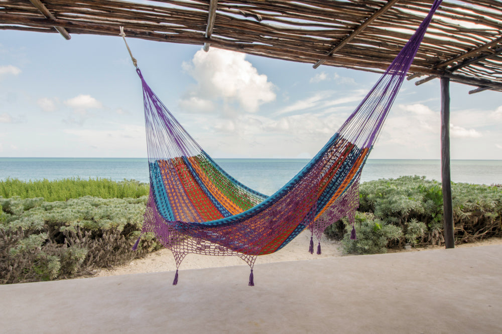 Cotton Hammock With Crocheted Tassels - King Size Colorina