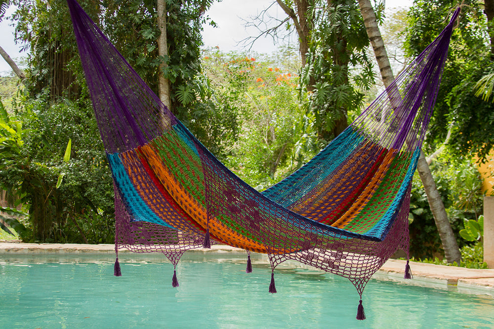 Cotton Hammock With Crocheted Tassels - King Size Colorina