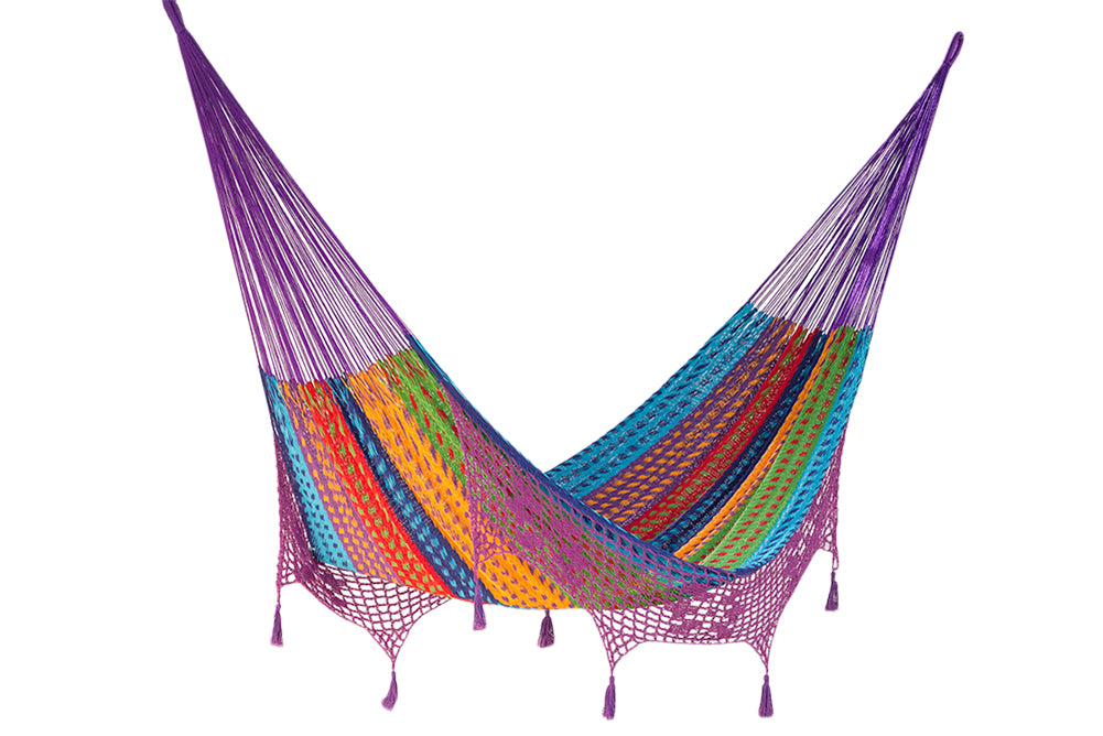 Cotton Hammock With Crocheted Tassels - King Size Colorina