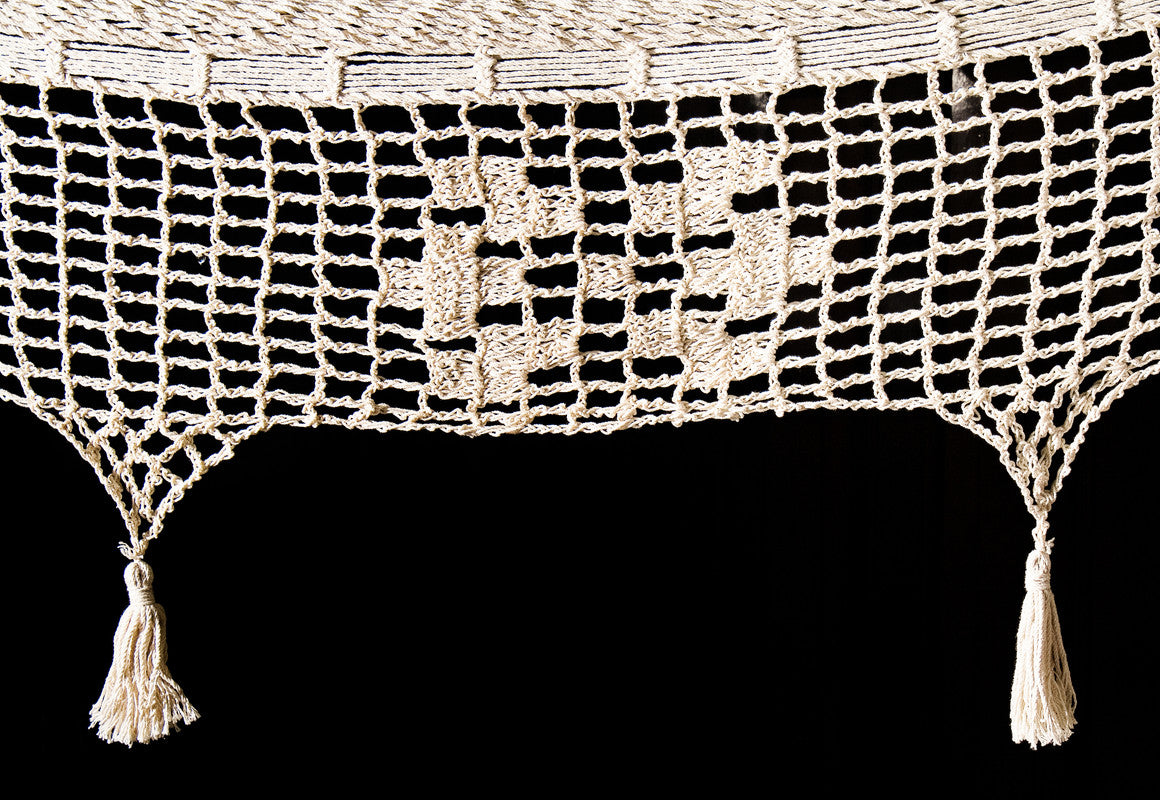Cotton Hammock With Crocheted Tassels - King Size Marble
