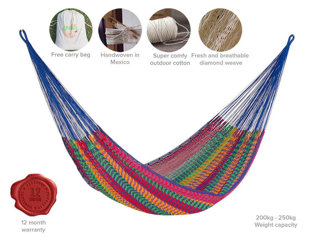 Outdoor Undercover Cotton Hammock King Size Mexicana
