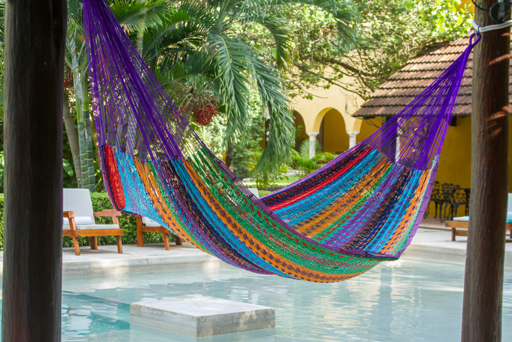 Queen Size Outdoor Cotton Mexican Hammock in Colorina Colour | Queen