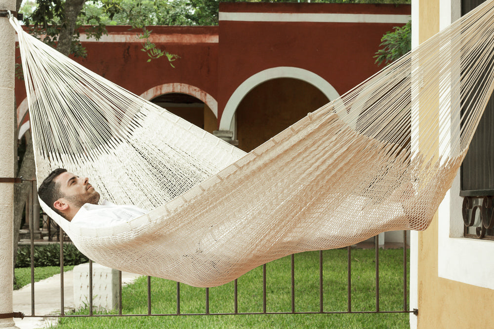 Queen Size Outdoor Cotton Mexican Hammock In Marble Colour