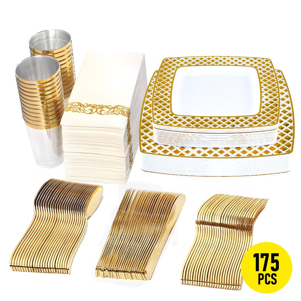 Gold Disposable Dinnerware Set
