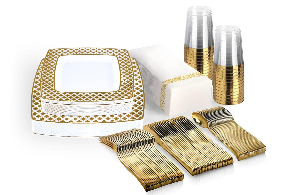 Gold Disposable Dinnerware Set