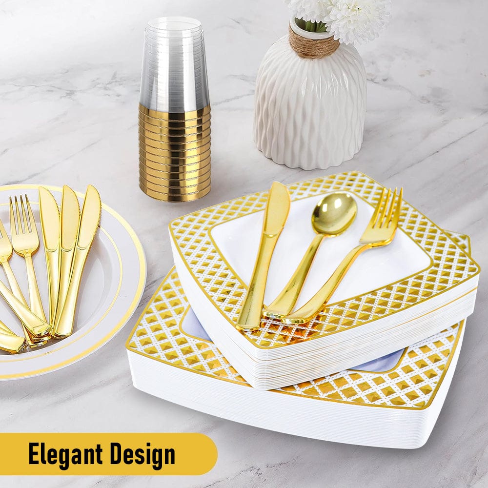 Gold Disposable Dinnerware Set