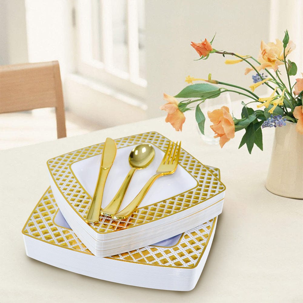 Gold Disposable Dinnerware Set