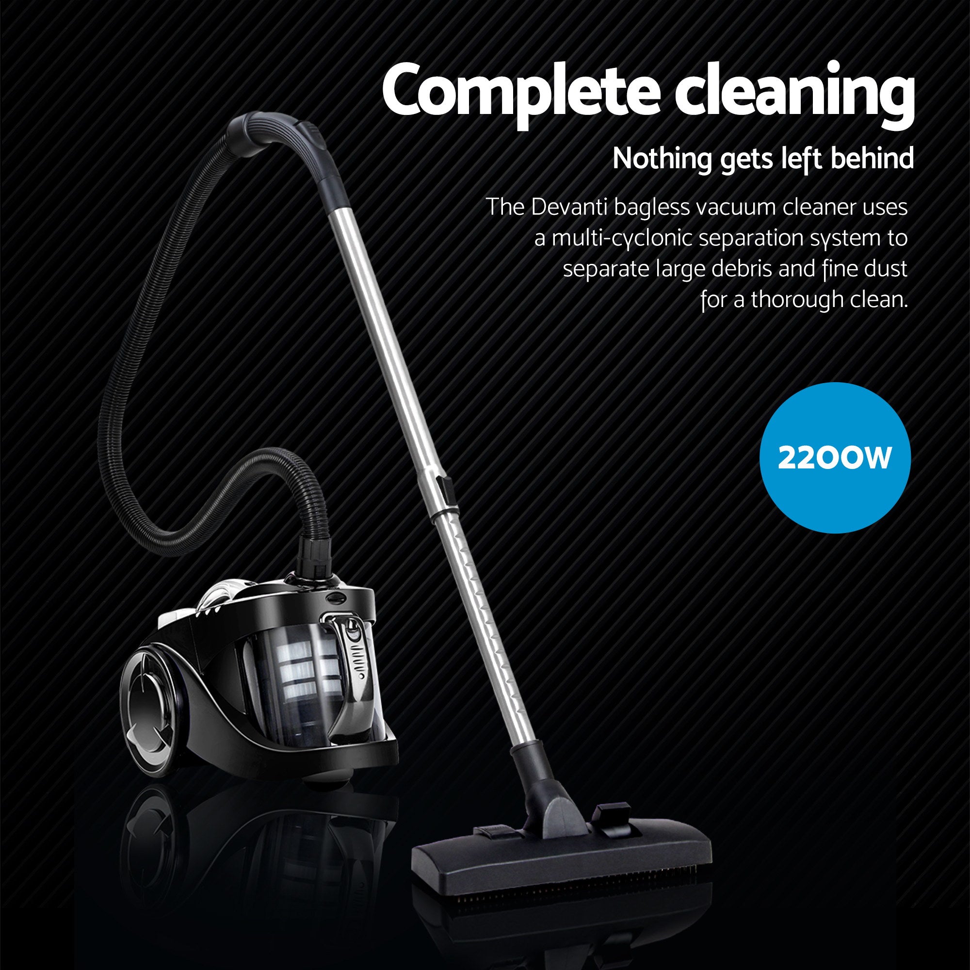2200W Bagless Vacuum Cleaner Black