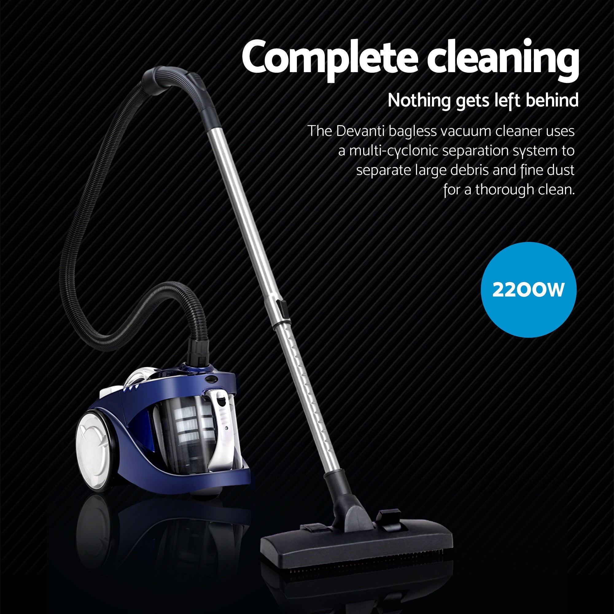 Vacuum Cleaner Bagless Cyclone Cyclonic Home Car 2200W Blue