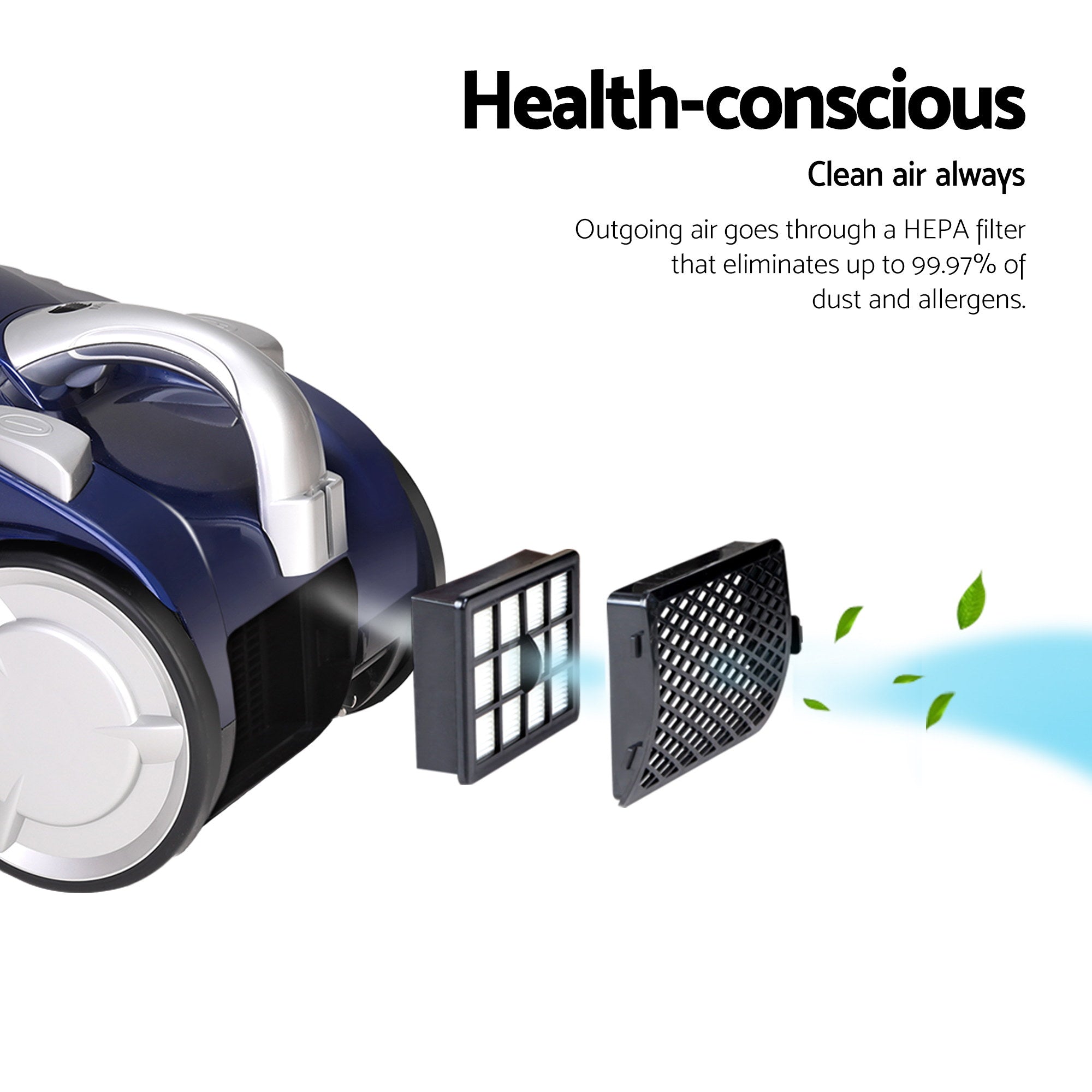Vacuum Cleaner Bagless Cyclone Cyclonic Home Car 2200W Blue