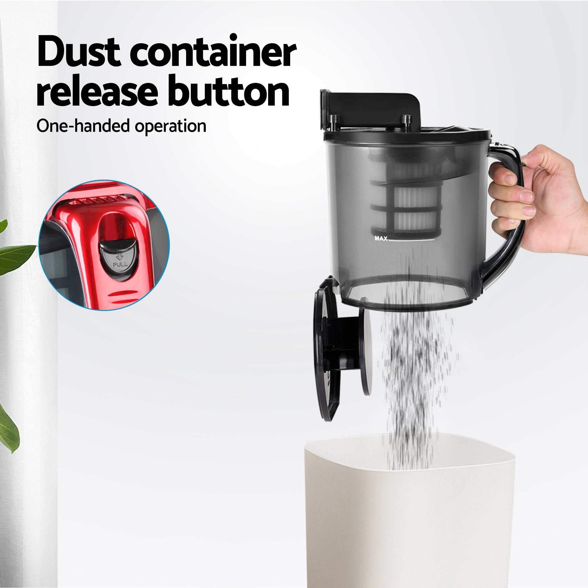 2200W Bagless Vacuum Cleaner Red Powerful Suction Cleaner