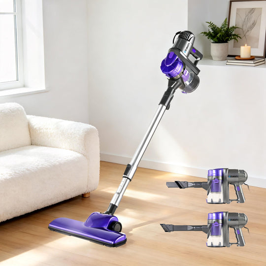 Powerful Purple Corded Stick Vacuum Cleaner - 450W - Devanti Handheld Bagless Silver