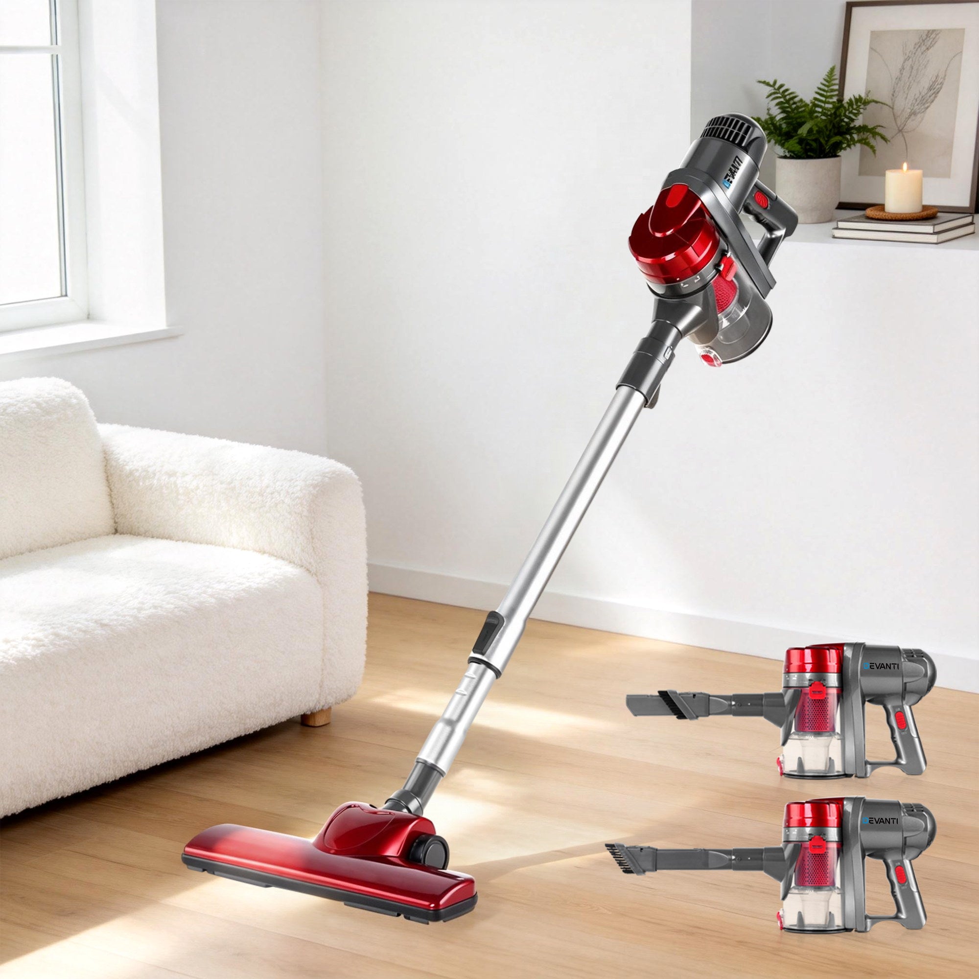 Devanti Corded Handheld Bagless Vacuum Cleaner - Red and Silver