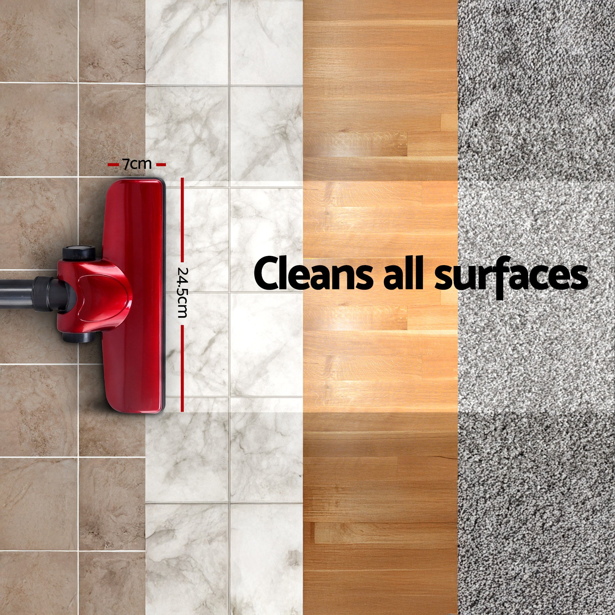 Devanti Corded Handheld Bagless Vacuum Cleaner - Red and Silver