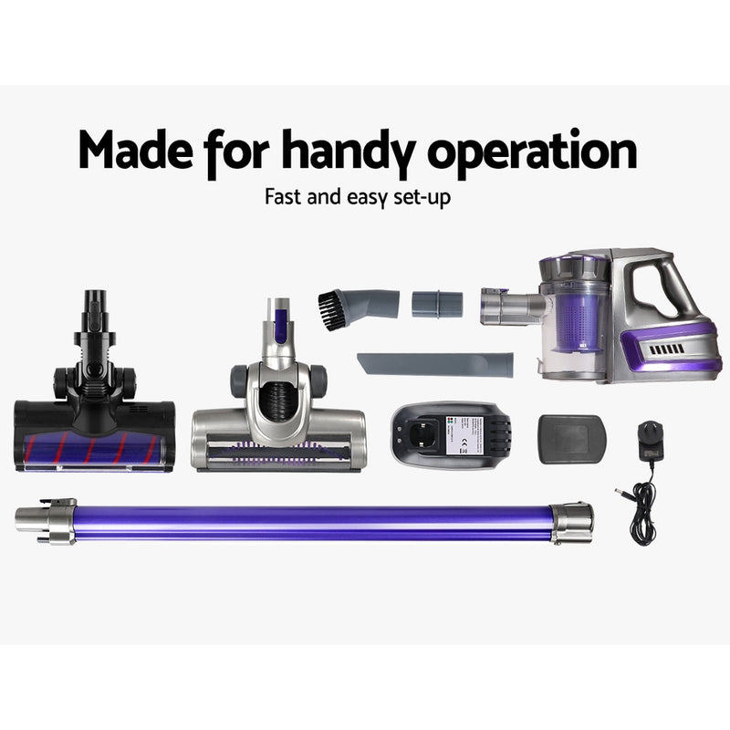 Stick Vacuums - Durable Devanti Cordless Vacuum Cleaner with Roller Brush - 150W