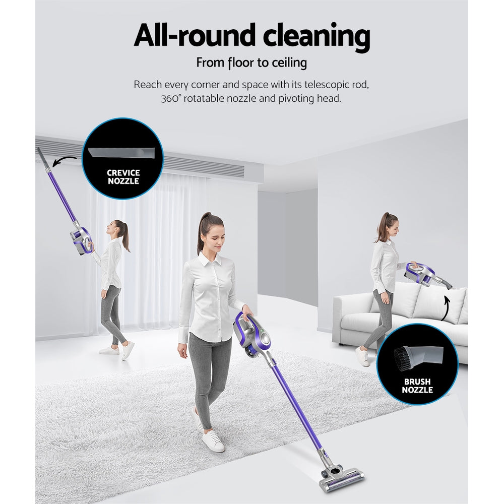 Powerful Devanti Cordless Vacuum Cleaner - 150W Purple