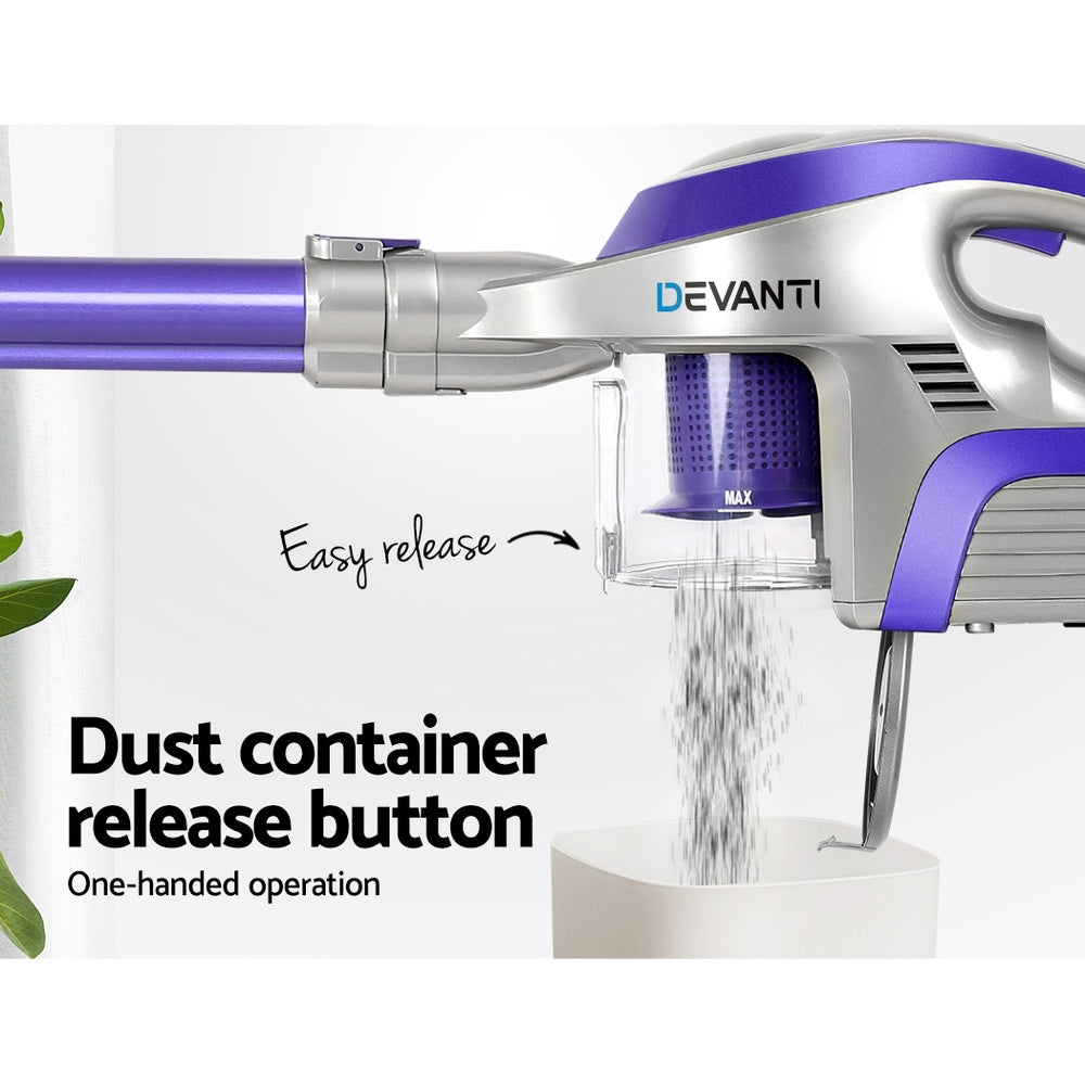 Stick Vacuums - Powerful Devanti Cordless Vacuum Cleaner - 150W Purple