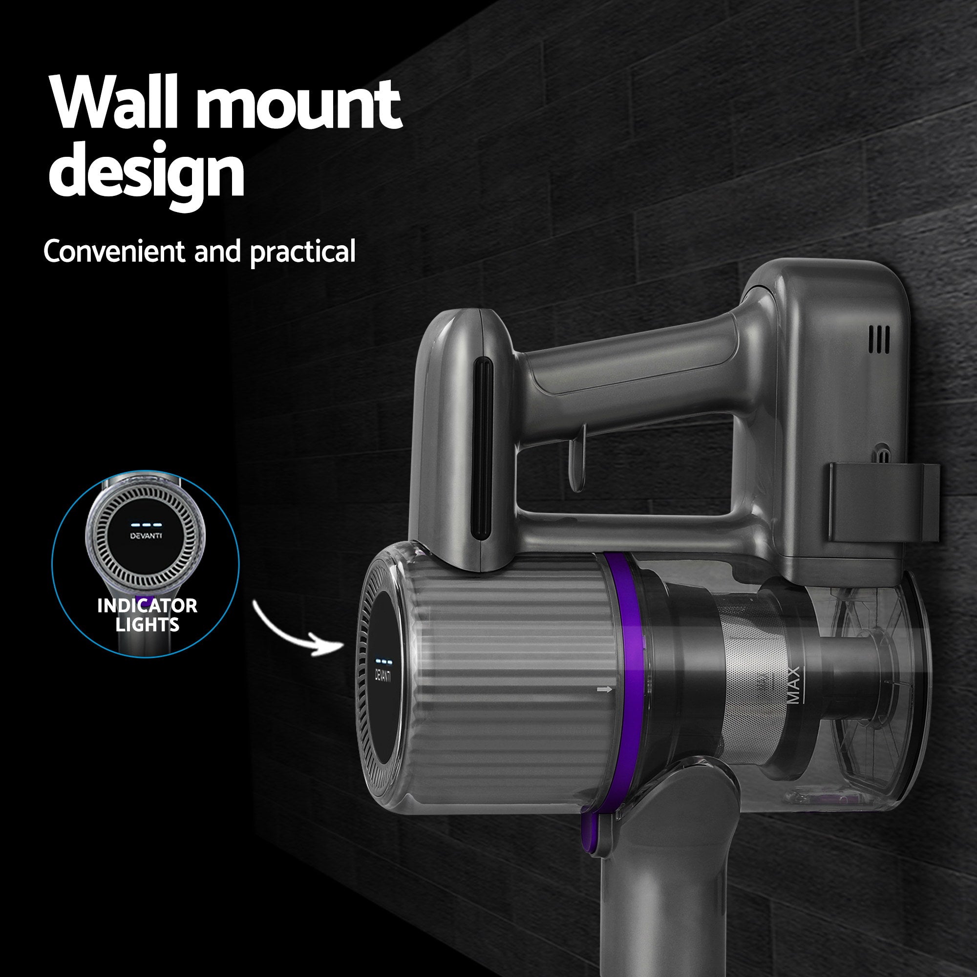 Cordless Devanti Vacuum Cleaner - 120W Purple
