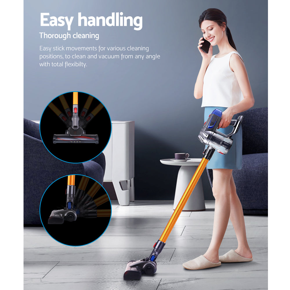 Sleek Gold Cordless Stick Vacuum Cleaner - 150W | Devanti Handheld Handstick Car