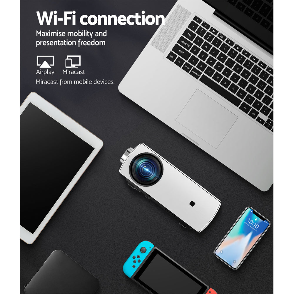 Mini Video Projector Wifi USB HDMI Portable 220ANSI Lumens