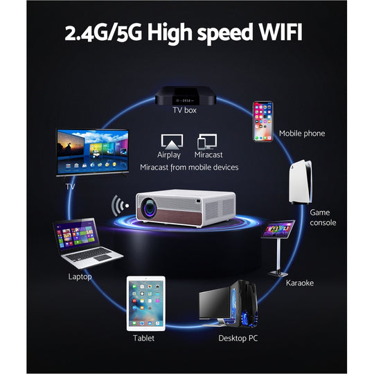 Portable Wifi Video Projector 4K Home Theater Hdmi 1080P
