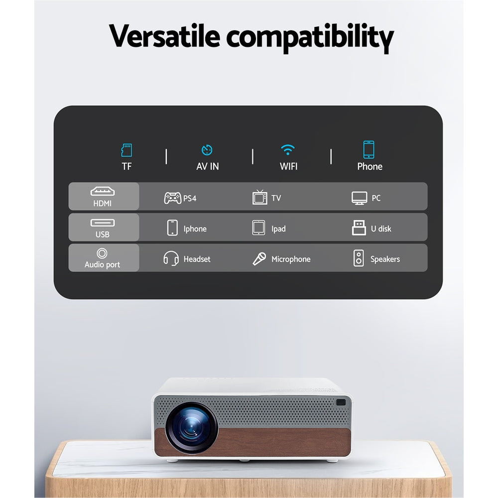 Portable Wifi Video Projector 4K Home Theater Hdmi 1080P Native