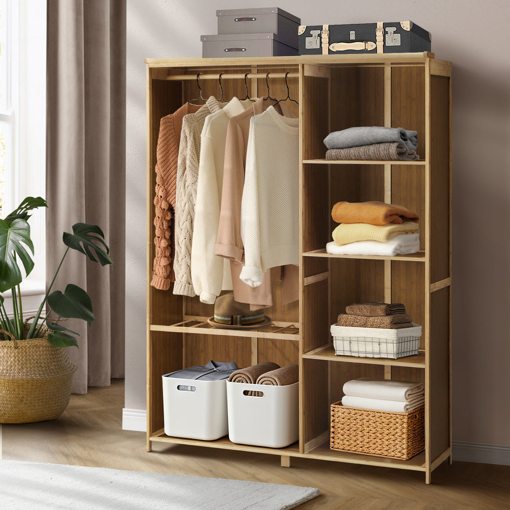 Open Wardrobe Clothes Rack with Hanging Rail & 5 Storage Shelves